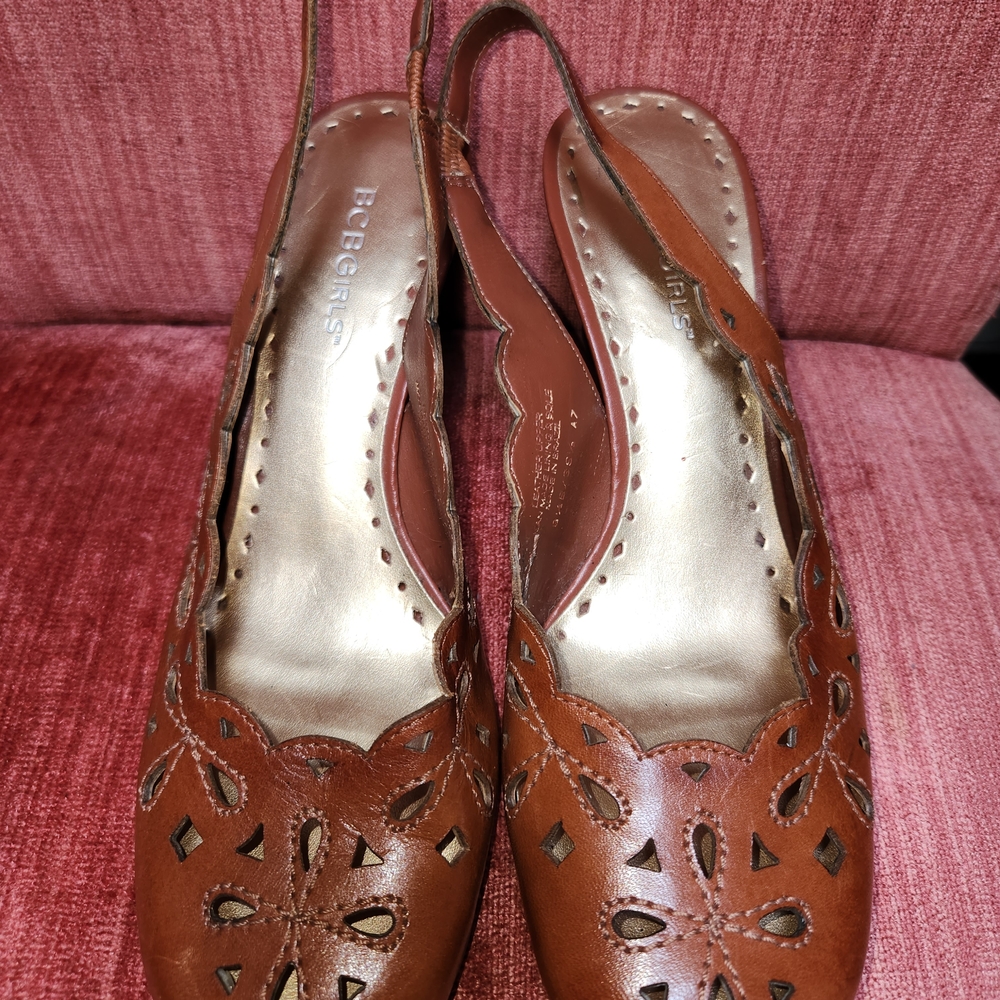 BCBGirls Brown Cutout Slingback Sandals